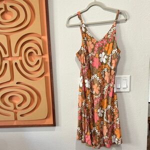 Eternal Summer Hawaii Floral Sleeveless Dress - Brown, Pink, White